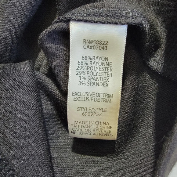 Max Studio Black Long Flared Sleeve V Neck Embroidered Dress Knee Length Size M - Picture 9 of 12